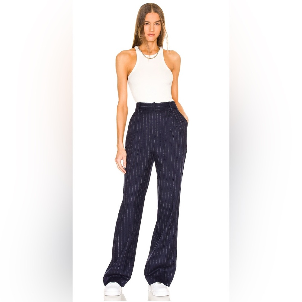 Favorite Daughter Navy Pinstripe Wide Leg Pants